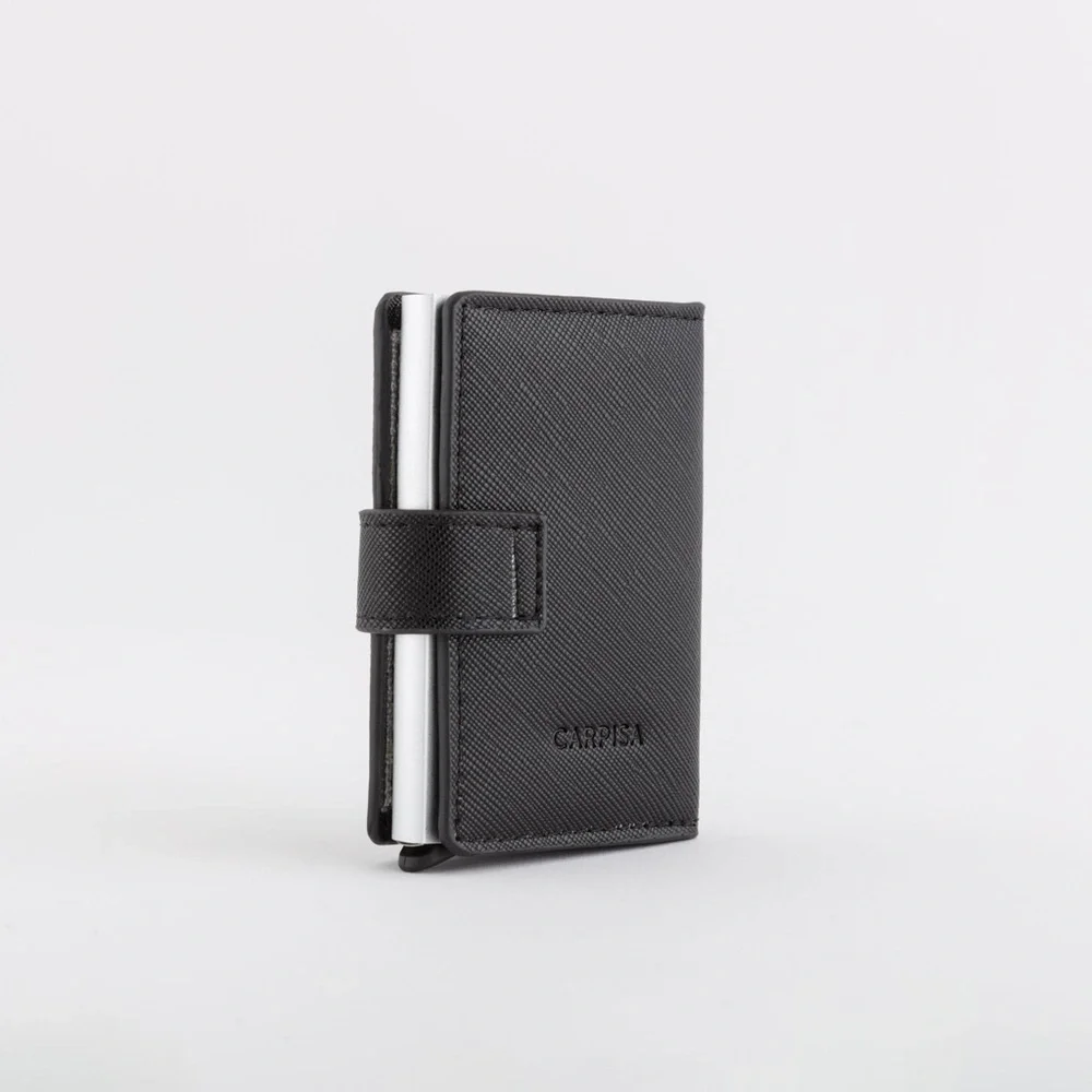 🇮🇹Carpisa Men Black Solid Three Fold Wallet With one click all the cards slide